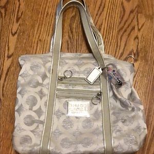 Silver Coach tote